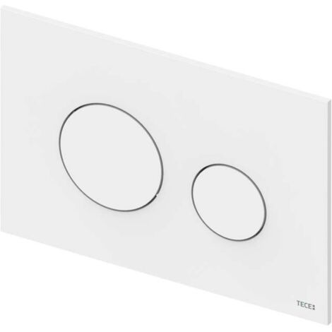 Plaque de commande WC TECEloop en plastique blanc – Double touche pour deux volumes de chasse – Montage à fleur de paroi