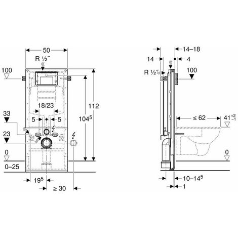 Geberit Duofix - Bâti-support pour WC suspendu, 112 cm, avec réservoir encastré Sigma 12 cm 440.355.00.2