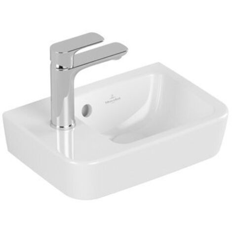 Villeroy & Boch O.novo - Lave-mains Compact 36x25 cm, avec trop-plein, avec 1 trou de robinetterie à gauche, blanc alpin 43423601