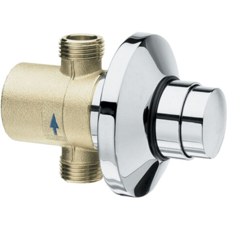 Robinet encastré d'urinoir QK110 – Auto-obturateur en laiton – Débit réglable 8s – Installation avec filtre – Pour espaces publics – Silfra
