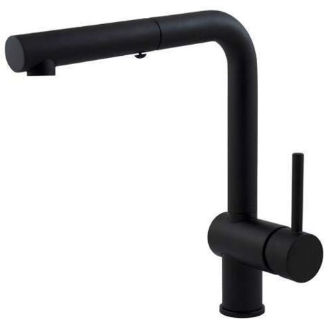 Paffoni – Mitigeur de cuisine noir mat avec douchette extractible 360° – Laiton – Hauteur 292mm – LIG285NOMET