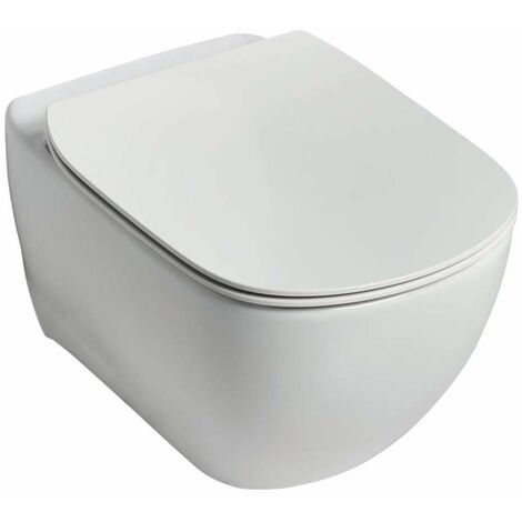 Ideal Standard – WC suspendu avec abattant SoftClose – Technologie AquaBlade – Cuvette en porcelaine vitrifiée – Évacuation arrière – Dimensions 365x535x335mm - T3546V1