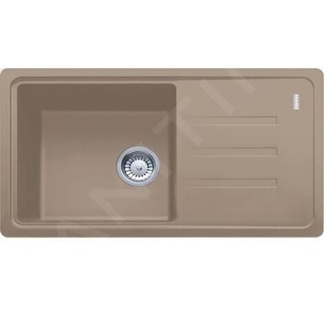 Franke – Évier en fragranit 1 bac réversible 78x43 cm – Finition cachemire – Montage sur plan – 4 emplacements de perçage (1/4)