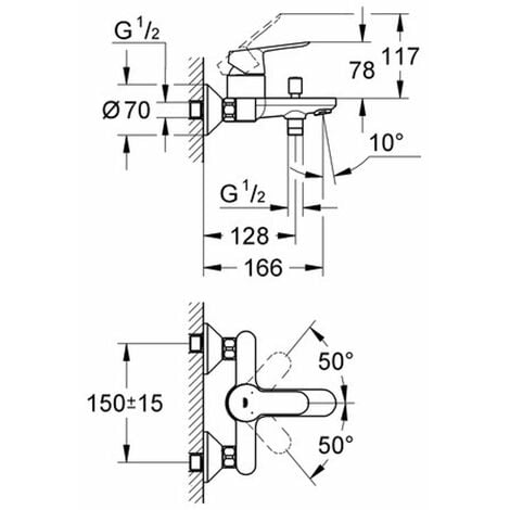 Mitigeur de baignoire GROHE BauEdge - Chromé
