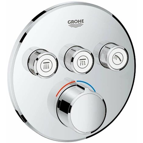Grohe – Mitigeur de douche encastré thermostatique 3 sorties – Finition chrome – Rosace murale métal – Débit 22/26 l/min – 29146000