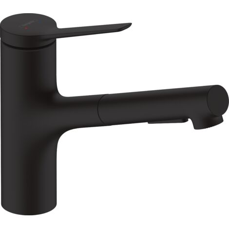 Hansgrohe – Mitigeur de cuisine avec douchette extractible 2 jets – Finition noir mat – Hauteur bec 146mm – Débit 8,2 l/min – 74800670