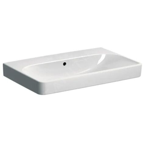 Geberit Smyle Square - Lavabo 75x48x17 cm, avec trop-plein, sans trou pour robinetterie, blanc 500.249.00.2 (1/2)