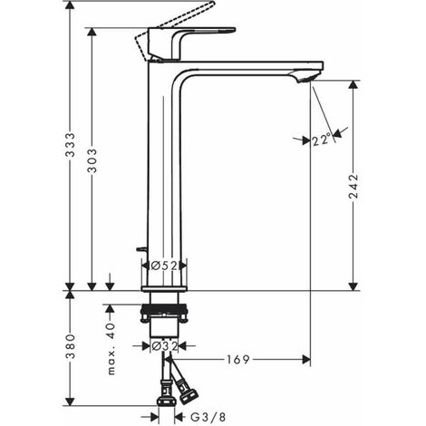 Hansgrohe Rebris E - Mitigeur de vasque, avec vidage, CoolStart, EcoSmart, chrome 72591000
