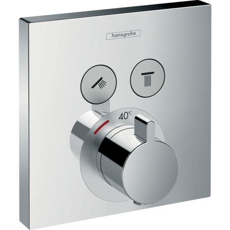 Hansgrohe – Mitigeur thermostatique de douche encastré 2 sorties – Finition chromée – Débit 15 l/min à 1 bar – Compatible iBox universel