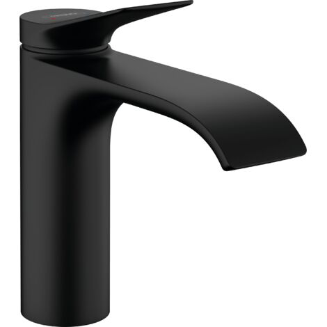 Hansgrohe – Mitigeur de lavabo noir mat 196mm EcoSmart – Débit 5 l/min – Bec WaterfallStream – Raccord flexible G 3/8 – 75022670