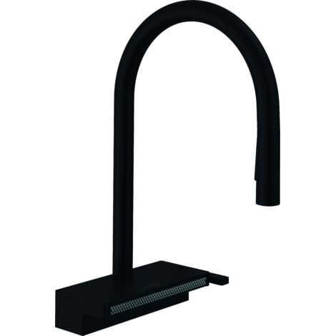 Hansgrohe M81 - Mitigeur d'évier Aquno Select 170 avec douchette extractible et jet plat, sBox, noir mat 73831670 (1/5)