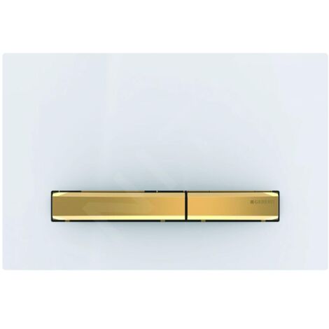 Geberit Sigma50 - Plaque de déclenchement 2 touches, blanc / laiton 115.672.11.2