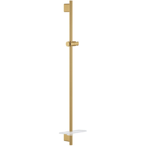 Barre de douche avec tablette 90 cm – Métal Cool Sunrise brossé – Système GROHE QuickFix Plus pour installation facile - 26603GN0