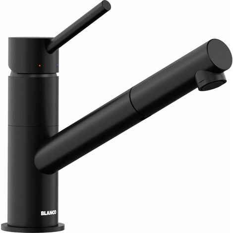 Blanco – Mitigeur d'évier avec douchette extractible – Finition noir mat – Bec pivotant 120° – Cartouche céramique anti-calcaire (1/6)