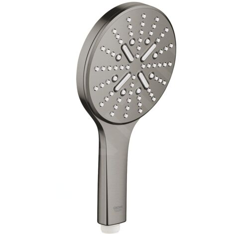 Grohe – Douche de tête 130mm avec 3 jets – Débit 9,5 l/min – Finition hard graphite brossé – Technologie EcoJoy pour un flux optimal - 26574AL0