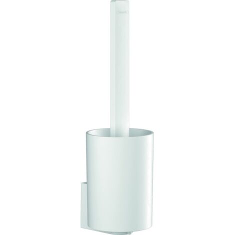 Hansgrohe – Brosse WC avec support mural en plastique blanc mat – Contenant amovible et kit de collage inclus – Poignée ergonomique – 27927700 (1/5)