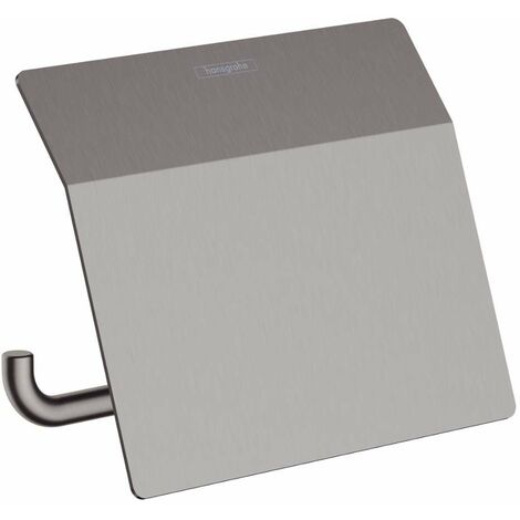 Porte-papier WC avec couvercle HANSGROHE AddStoris noir chromé brossé