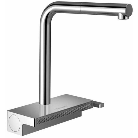 Hansgrohe – Mitigeur monocommandé de cuisine – Hauteur sous bec 250 mm – Finition chromée – Jet large SatinFlow pour lavage doux – Douchette extractible