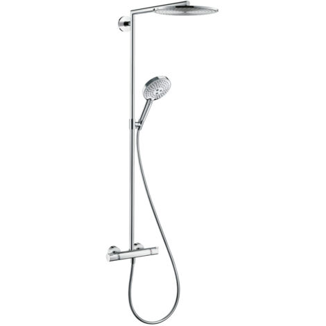 Hansgrohe – Colonne de douche thermostatique 27114000 – Douche de tête 300mm – Jet RainAir – Mitigeur thermostatique Ecostat Comfort – Flexible Isiflex 1,60m (1/10)