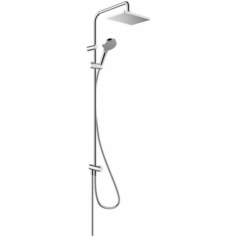 Hansgrohe – Colonne de douche Showerpipe 230 – Pommeau rond 230 x 170 mm – Douchette Vario 100 mm avec 2 jets – Flexible 160 cm – 26282000