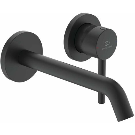 Ideal Standard – Mitigeur de lavabo encastré noir mat – Installation 2 trous – Bec fixe 180 mm – Débit 9 l/min à 3 bars – Finition Smartshine - A6938XG (1/4)