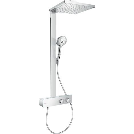 Colonne de douche thermostatique hansgrohe Raindance E 300 – Douche de tête 300mm – 1 jet RainAir – Support pivotant – CoolContact