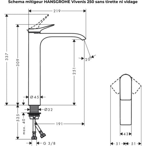 Hansgrohe Vivenis - Mitigeur de lavabo 250, EcoSmart, chrome 75042000