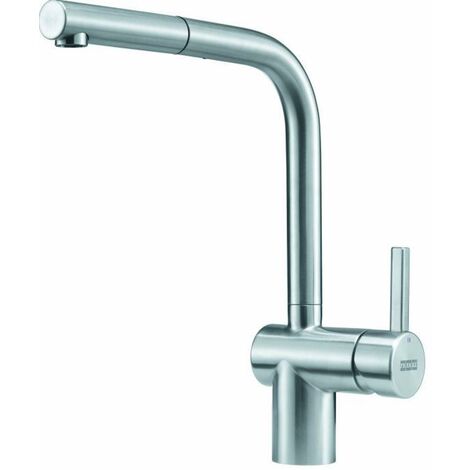 Franke – Mitigeur de cuisine à douchette monojet inox lisse – Bec pivotant 180° – Hauteur 297 mm – Débit 9,7 l/min – Installation pose libre