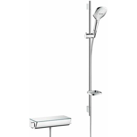 Hansgrohe Raindance Select E - Set de douche 120 avec thermostat Ecostat Select, 3 jets, chrome 27039000 (1/4)