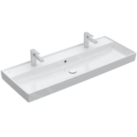 Villeroy & Boch Collaro - Meuble lavabo 120x47 cm, avec trop-plein, 2 trous de robinetterie, CeramicPlus, blanc alpin 4A33C4R1