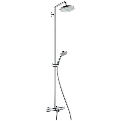 Hansgrohe – Set de douche Showerpipe thermostatique 22 cm – 1 jet RainAir – Finition chrome – Flexible 2000 mm – 27223000 (1/10)