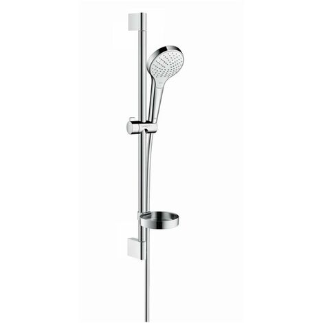 Hansgrohe – Set de douche Vario 0,65m avec porte-savon Casetta – Douchette Croma Select S – Type de jet Rain, Turbo Rain, IntenseRain – 26566400
