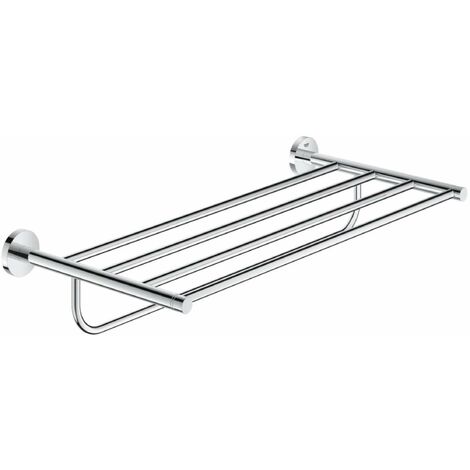 Grohe – Porte-serviettes mural chrome 604mm – Fixation invisible – Longueur fonctionnelle 550mm – Pour plusieurs serviettes – 40800001