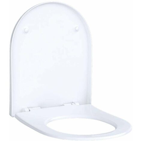 Geberit – Abattant WC slim antibactérien en duroplast – Charnières en laiton chromé – Fixation par le haut – Mécanisme softclose blanc