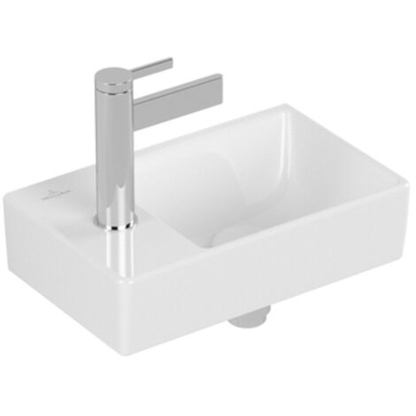 Villeroy & Boch Avento - Lave-mains 36x22 cm, sans trop-plein, un trou de robinetterie à gauche, CeramicPlus, blanc alpin 43003RR1