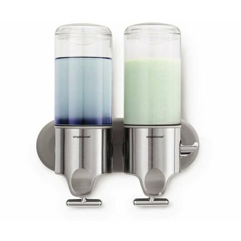 Simplehuman - Distributeur de savon et shampooing, 2x 444 ml, inox brossé BT1028 (1/5)