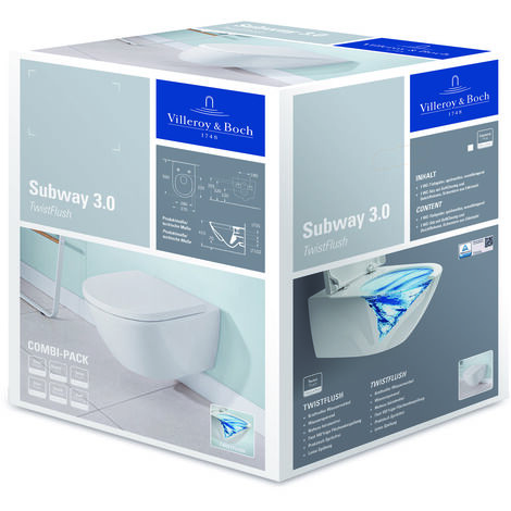 Villeroy & Boch – WC suspendu avec abattant SoftClose et QuickRelease – Technologie TwistFlush – Céramique sanitaire blanc brillant – 4670TSR1