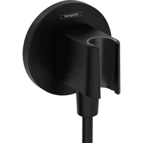 Hansgrohe – Fixation murale pour pommeau de douche 26888670 – Raccord G 1/2 – Plastique noir mat – Installation simple avec matériel inclus