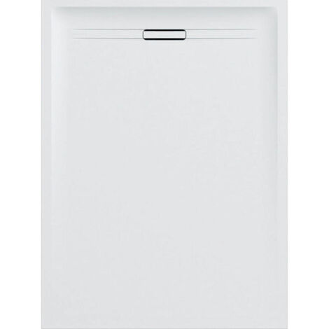 Geberit – Receveur de douche 120x90 cm en pierre-résine – Surface structurée blanche – Vidage arrière central – Pour personnes à mobilité réduite (1/2)