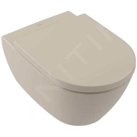 Villeroy & Boch – WC suspendu DirectFlush 3/4,5L – Sortie horizontale – Céramique sanitaire avec traitement CeramicPlus – Dimensions 370x560mm – 5614R0AM