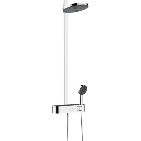 Hansgrohe – Colonne de douche thermostatique 260mm 2 jets PowderRain et IntenseRain – Installation murale – Flexible 1600mm – 24241000
