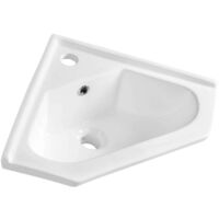 Aqualine – Lave-mains d’angle 41x18x41 cm avec trop-plein et trou pour robinet – Installation sur meuble – 160140