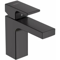 Hansgrohe – Mitigeur de lavabo noir mat – Montage monotrou – Levier métallique – Projection 110 mm – Jet normal avec AirPower – EcoSmart 5 l/min