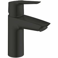 Mitigeur de lavabo noir mat à levier – Hauteur 165 mm – Système Push-Open – GROHE Long-Life ES – Montage rapide QuickFix