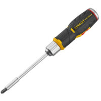 Stanley – Tournevis à cliquet pour espaces confinés – 12 embouts – Poignée ajustable pour couple – Tête magnétique – FMHT062691