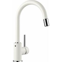 Blanco – Mitigeur de cuisine à douchette extractible – Finition blanc/chrome – Bec orientable 360° – Montage un trou – 521457