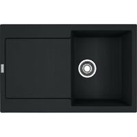 Franke – Évier 1 bac en fragranite MRG 611 – 78x50 cm – Noir mat – Égouttoir réversible – Montage sur plan