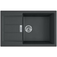 Franke – Évier en tectonique réversible 78x50 cm noir – Montage sur plan – Égouttoir réversible – Siphon compact inclus