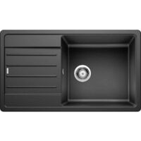 Blanco – Évier 1 bac Silgranit anthracite – Design épuré avec égouttoir – Bonde manuelle Ø 90 mm inox – Siphon inclus – Garantie 10 ans
