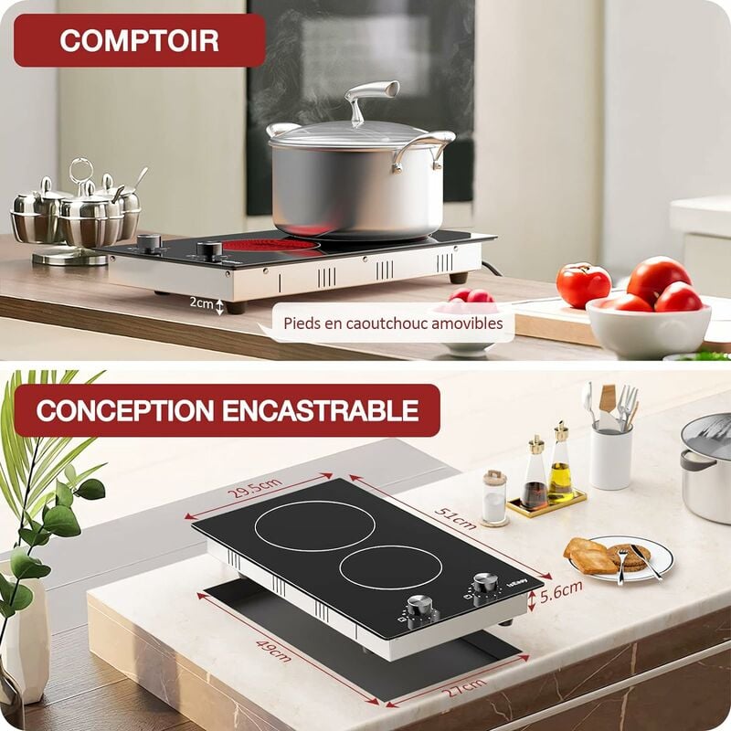 Sencor Plaque Vitrocéramique SmoothCook - Double Plaque de cuisson  infrarouge avec surface Vitrocéramique, contrôle facile et nettoyage  rapide, idéale pour maison, dortoirs et bureau - 2803BK : :  Cuisine et Maison